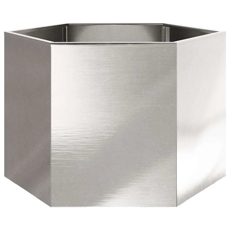 Jardinière bac lit surélevé plantes fleurs terrasse jardin hexagone 69 x 60 x 45 cm acier inoxydable Argent 02_0038653