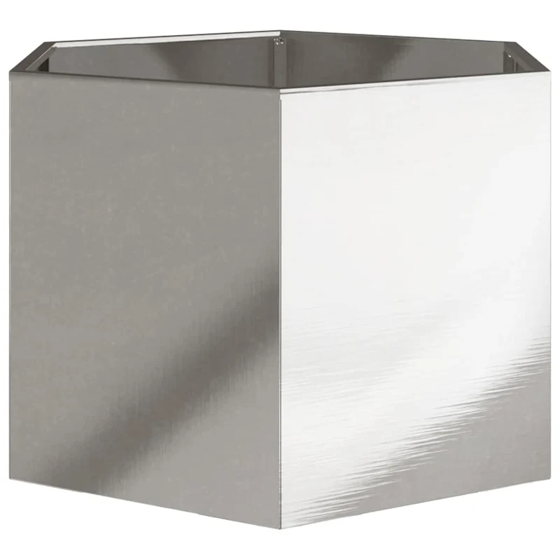 Jardinière bac lit surélevé plantes fleurs terrasse jardin hexagone 69 x 60 x 45 cm acier inoxydable Argent 02_0038653