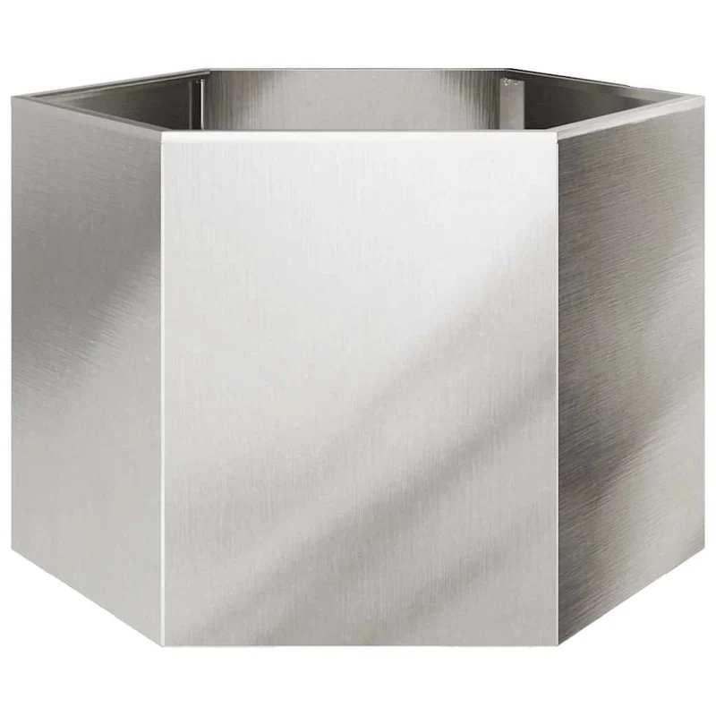 Jardinière bac lit surélevé plantes fleurs terrasse jardin hexagone 69 x 60 x 45 cm acier inoxydable Argent 02_0038653