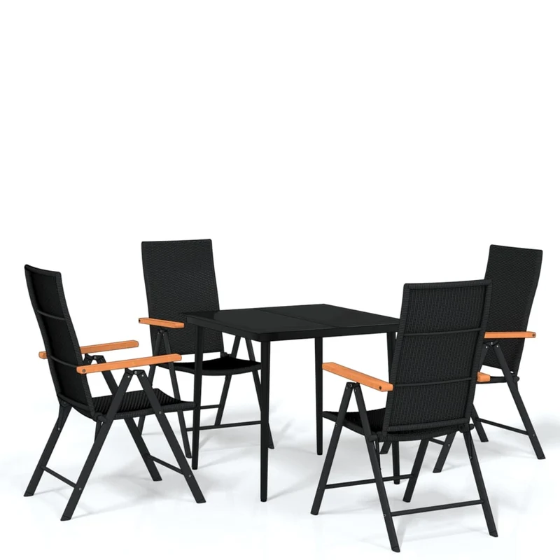 Ensemble de salle à manger de jardin meuble extérieur 5 pièces noir 02_0013848