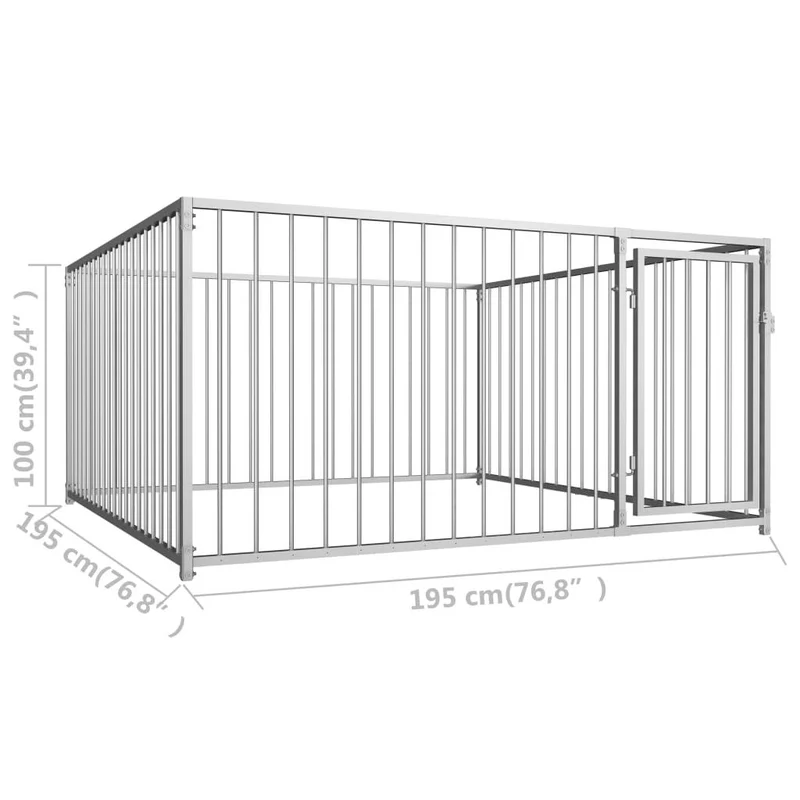 Chenil extérieur cage enclos parc animaux chien d'extérieur pour chiens 100 cm 02_0000344