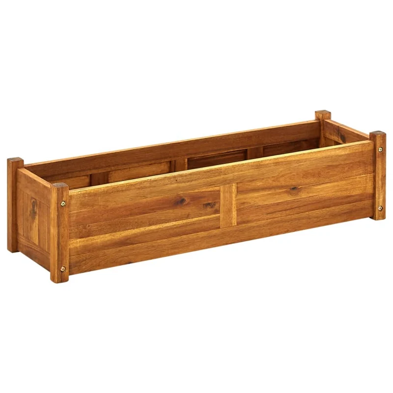 Jardinière lit surélevé plantes fleurs jardin 100 x 30 x 25 cm bois d'acacia 02_0001178