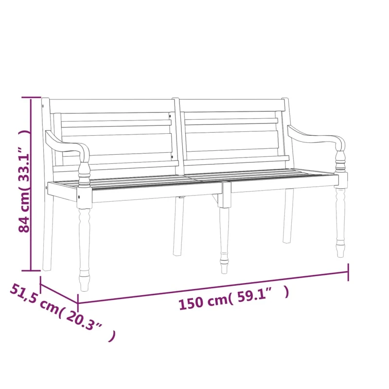 Banc de jardin meuble de patio d'extérieur terrasse avec coussin noir 150 cm bois de teck massif 02_0011081