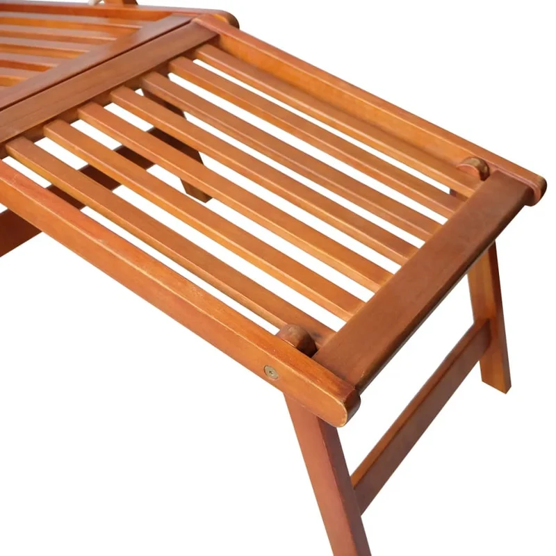 Transat chaise longue bain de soleil lit de jardin terrasse meuble d'extérieur avec repose-pied et coussin acacia solide 02_0012574