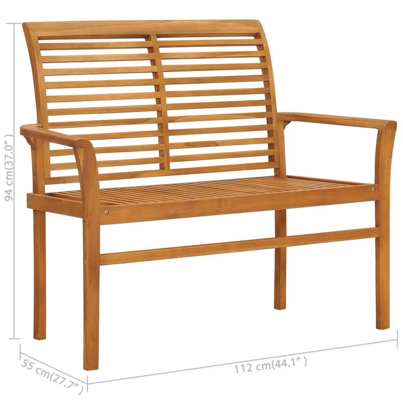 Banc de jardin meuble de patio d'extérieur terrasse avec coussin crème 112 cm bois de teck massif 02_0011500