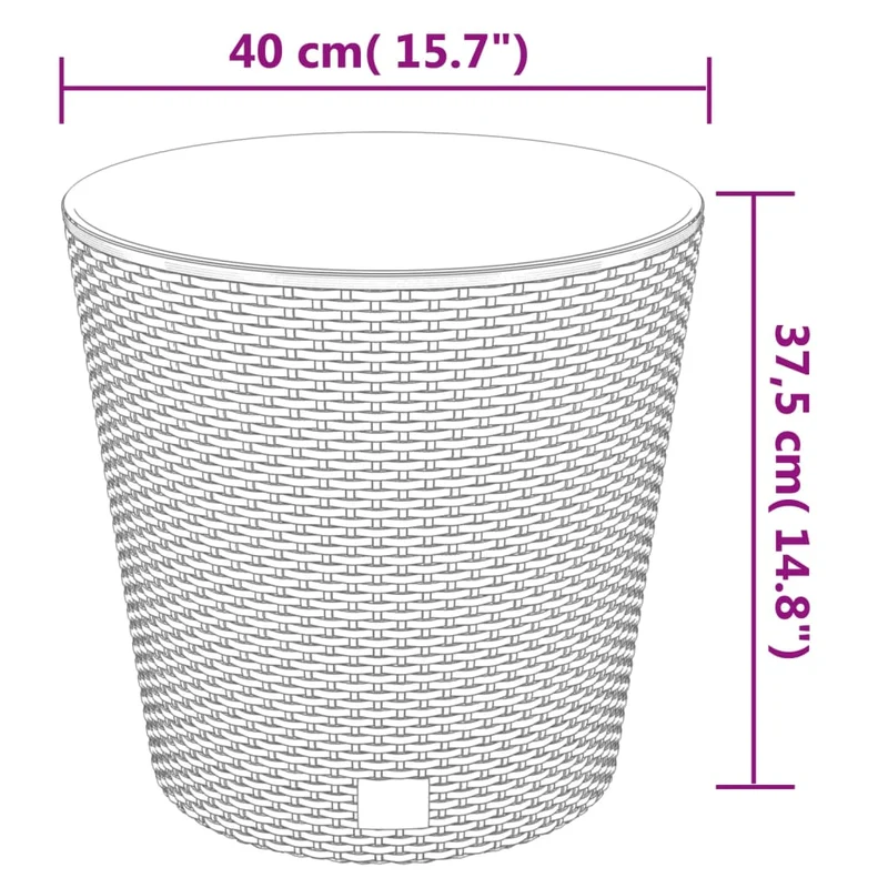 Jardinière bac lit surélevé plantes fleurs terrasse jardin et intérieur amovible 35 /37,5 L rotin PP anthracite 02_0038606