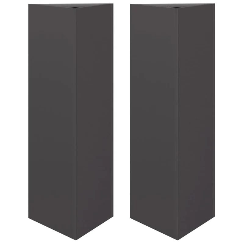 Jardinière bac lit surélevé plantes fleurs jardin terrasses lot de 2 triangulaire 30 x 26 x 75 cm acier noir 02_0039094
