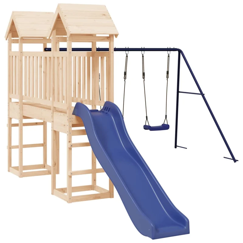 Aire de jeux d'extérieur balançoires toboggan portiques robuste jeux jardin 308 x 461 x 207 cm bois de pin massif 02_0004810