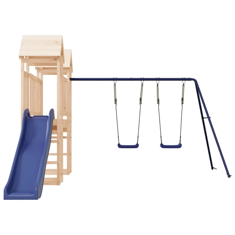 Aire de jeux d'extérieur balançoires toboggan portiques robuste jeux jardin 308 x 461 x 207 cm bois de pin massif 02_0004810