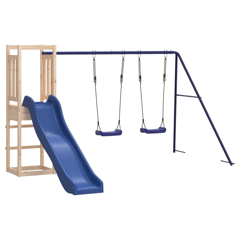 Aire de jeux d'extérieur balançoires toboggan portiques robuste jeux jardin 308 x 321 x 169 cm bois de pin massif 02_0004804
