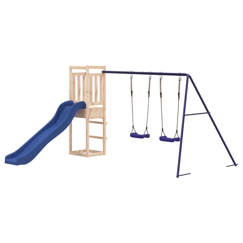 Aire de jeux d'extérieur balançoires toboggan portiques robuste jeux jardin 308 x 321 x 169 cm bois de pin massif 02_0004804