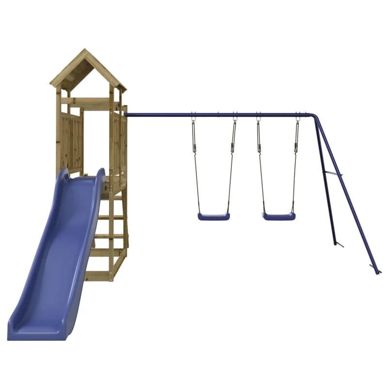 Aire de jeux d'extérieur balançoires toboggan portiques robuste jeux jardin 313 x 379 x 214 cm bois de pin imprégné 02_0004737