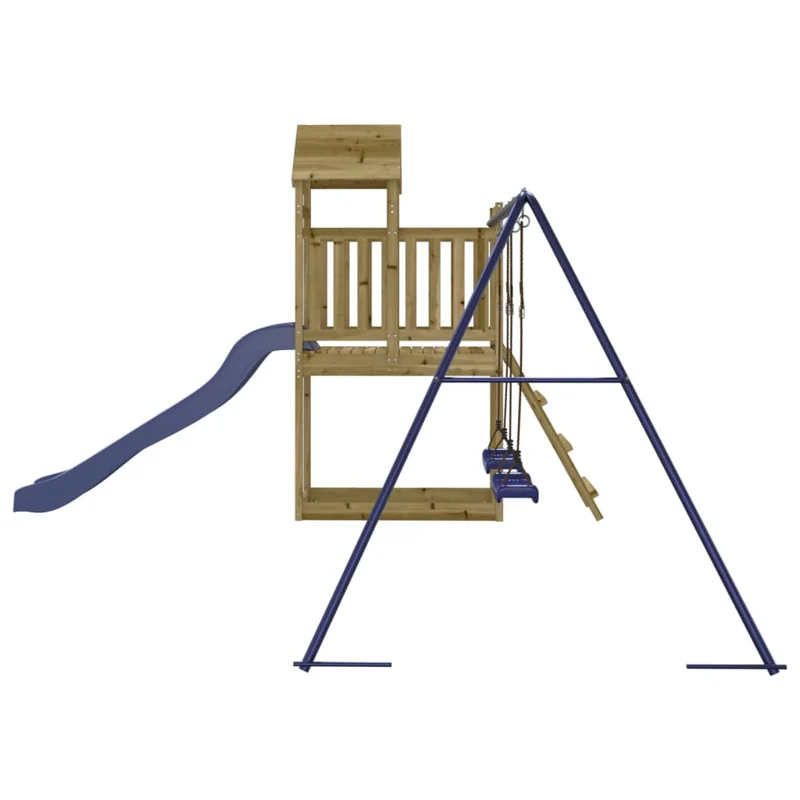 Aire de jeux d'extérieur balançoires toboggan portiques robuste jeux jardin 313 x 379 x 214 cm bois de pin imprégné 02_0004737