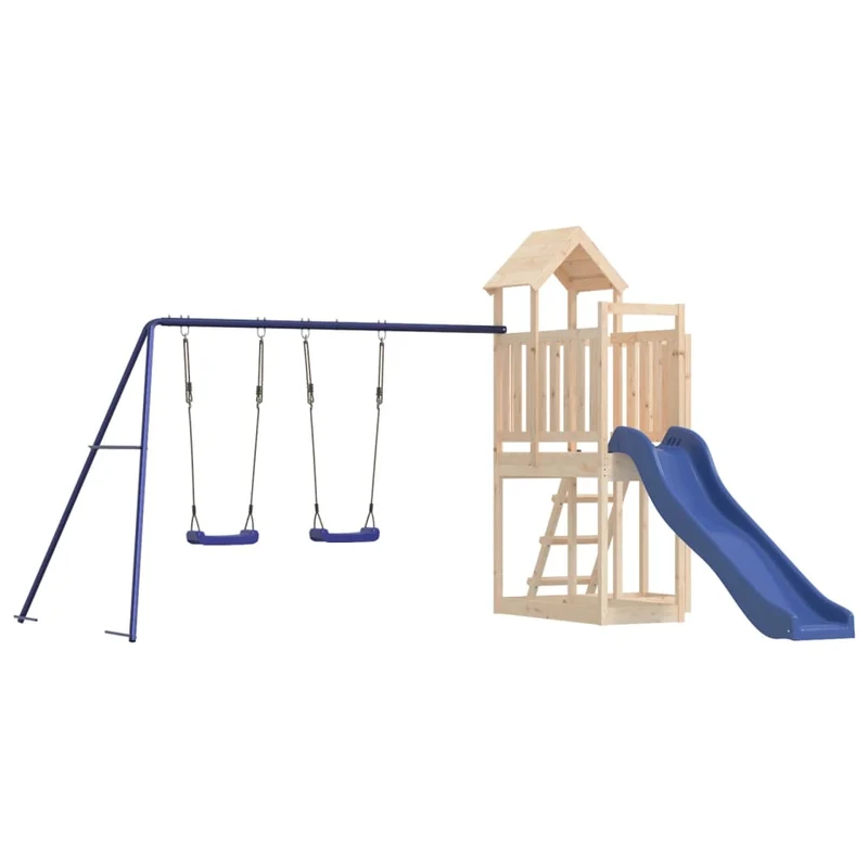 Aire de jeux d'extérieur balançoires toboggan portiques robuste jeux jardin 356 x 378 x 214 cm bois de pin massif 02_0004719