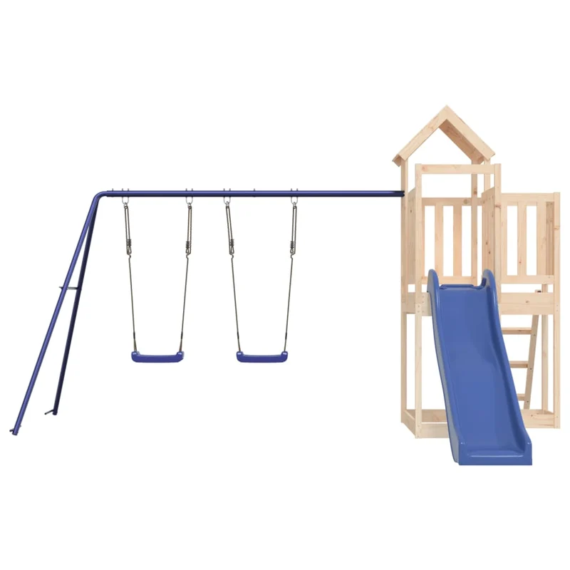 Aire de jeux d'extérieur balançoires toboggan portiques robuste jeux jardin 356 x 378 x 214 cm bois de pin massif 02_0004719