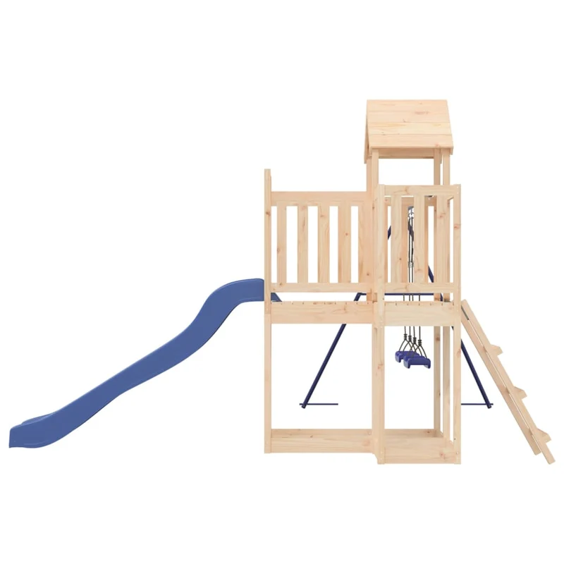Aire de jeux d'extérieur balançoires toboggan portiques robuste jeux jardin 356 x 378 x 214 cm bois de pin massif 02_0004719
