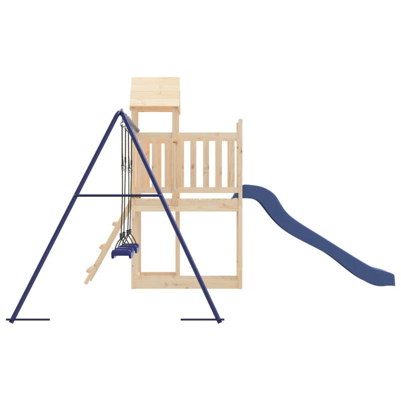 Aire de jeux d'extérieur balançoires toboggan portiques robuste jeux jardin 356 x 378 x 214 cm bois de pin massif 02_0004719