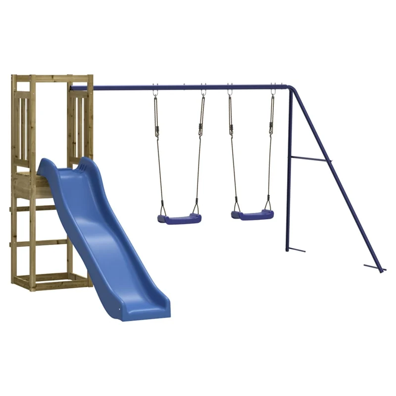 Aire de jeux d'extérieur balançoires toboggan portiques robuste jeux jardin 308 x 321 x 169 cm bois de pin imprégné 02_0004736