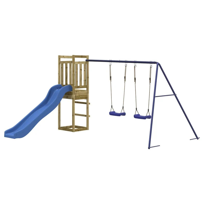 Aire de jeux d'extérieur balançoires toboggan portiques robuste jeux jardin 308 x 321 x 169 cm bois de pin imprégné 02_0004736