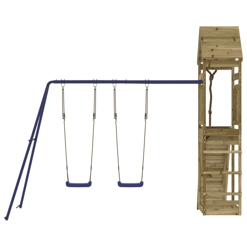 Aire de jeux d'extérieur balançoires toboggan portiques robuste jeux jardin 315 x 257 x 264 cm bois de pin imprégné 02_0005036