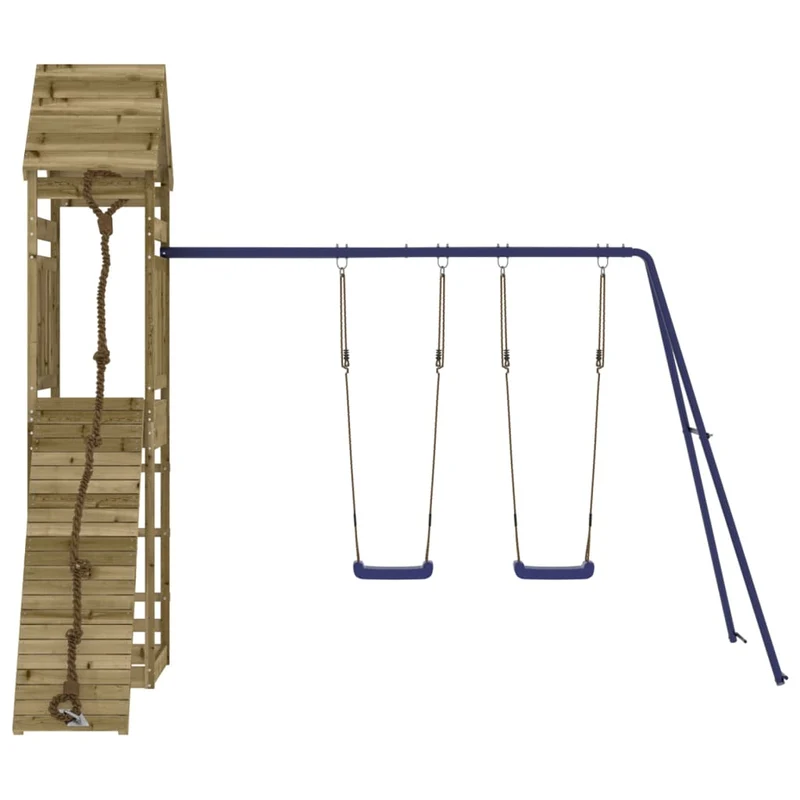 Aire de jeux d'extérieur balançoires toboggan portiques robuste jeux jardin 315 x 257 x 264 cm bois de pin imprégné 02_0005036