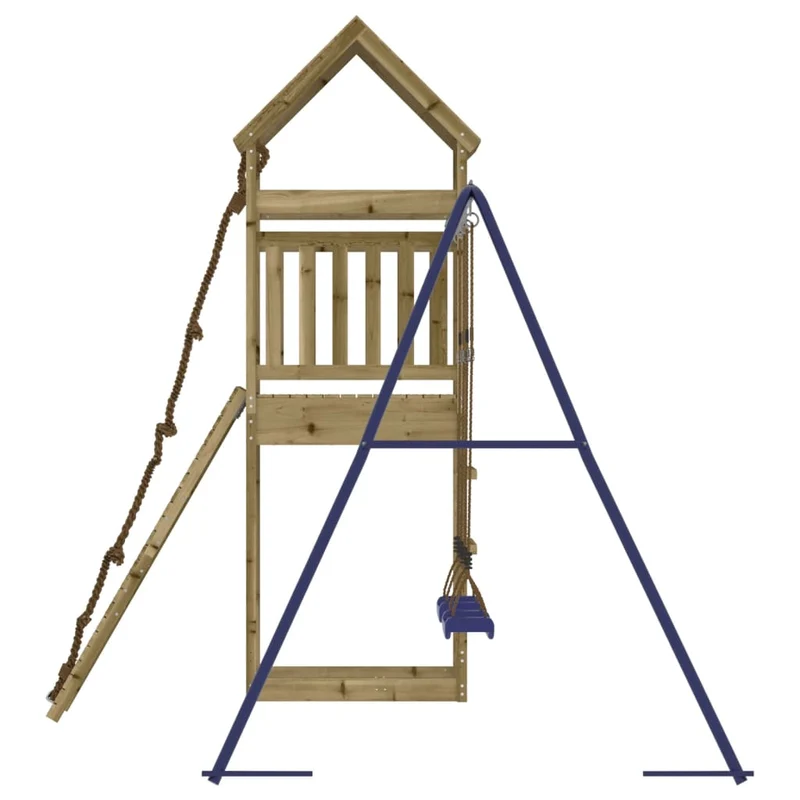 Aire de jeux d'extérieur balançoires toboggan portiques robuste jeux jardin 315 x 257 x 264 cm bois de pin imprégné 02_0005036