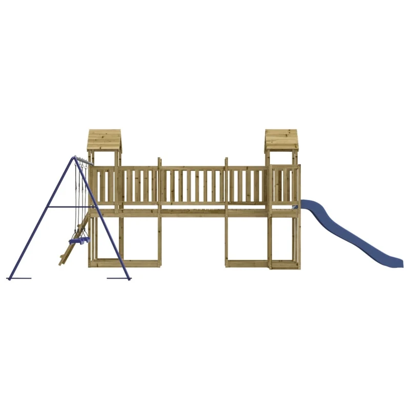 Aire de jeux d'extérieur balançoires toboggan portiques robuste jeux jardin 356 x 589 x 214 cm bois de pin imprégné 02_0004740
