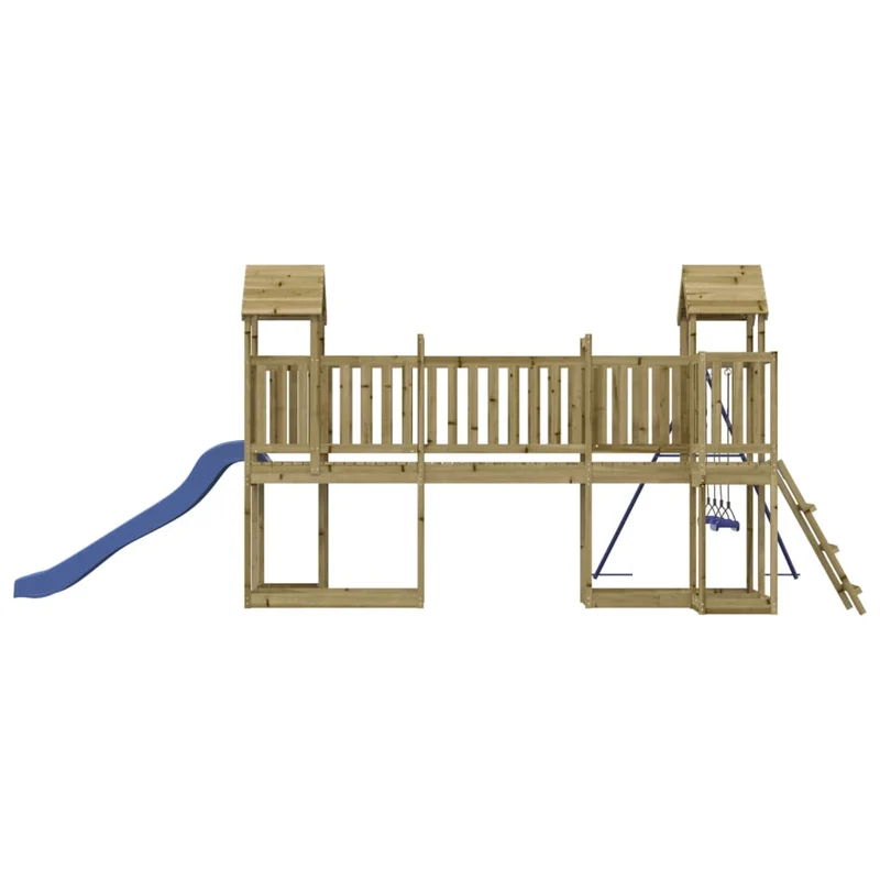 Aire de jeux d'extérieur balançoires toboggan portiques robuste jeux jardin 356 x 589 x 214 cm bois de pin imprégné 02_0004740