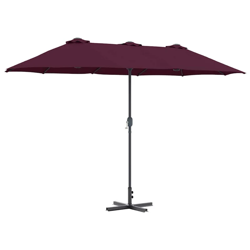 Parasol de jardin pliable moderne 370 x 197 x 239 cm protection UV ambiance cosy en polyester bordeaux 02_0058745