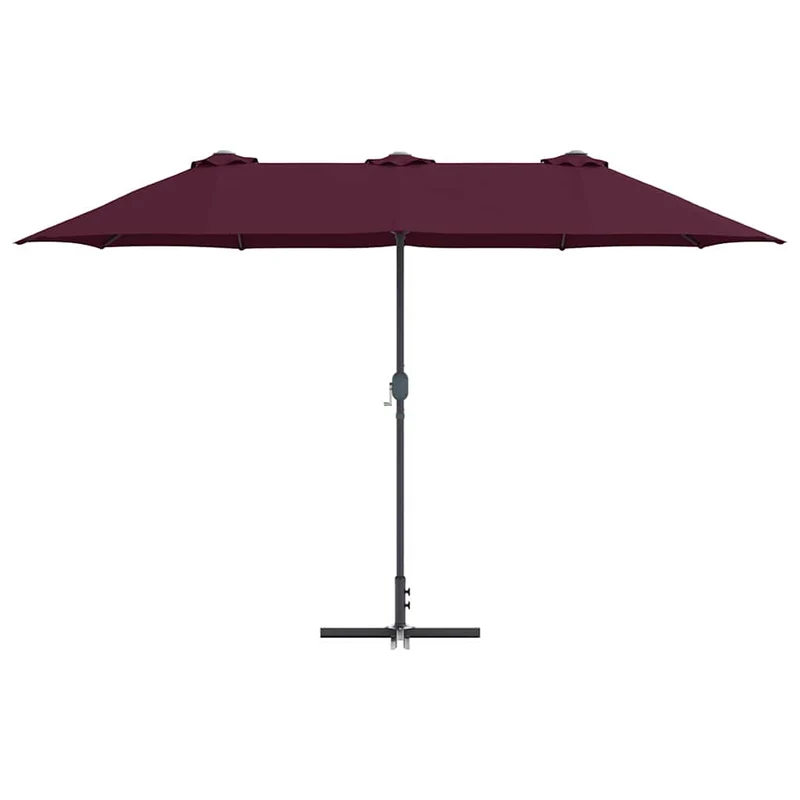 Parasol de jardin pliable moderne 370 x 197 x 239 cm protection UV ambiance cosy en polyester bordeaux 02_0058745