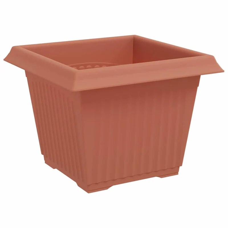 Lot de 6 pots de fleurs carrés modernes 43 x 43 x 33,5 cm pour intérieur extérieur en plastique rouge brique 02_0059361