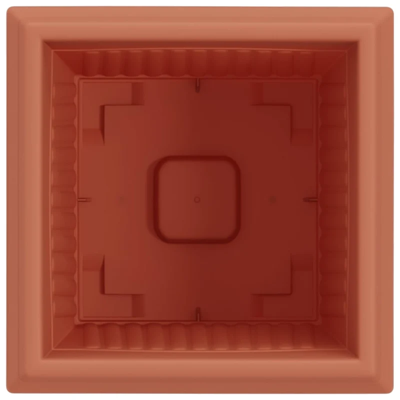 Lot de 6 pots de fleurs carrés modernes 43 x 43 x 33,5 cm pour intérieur extérieur en plastique rouge brique 02_0059361