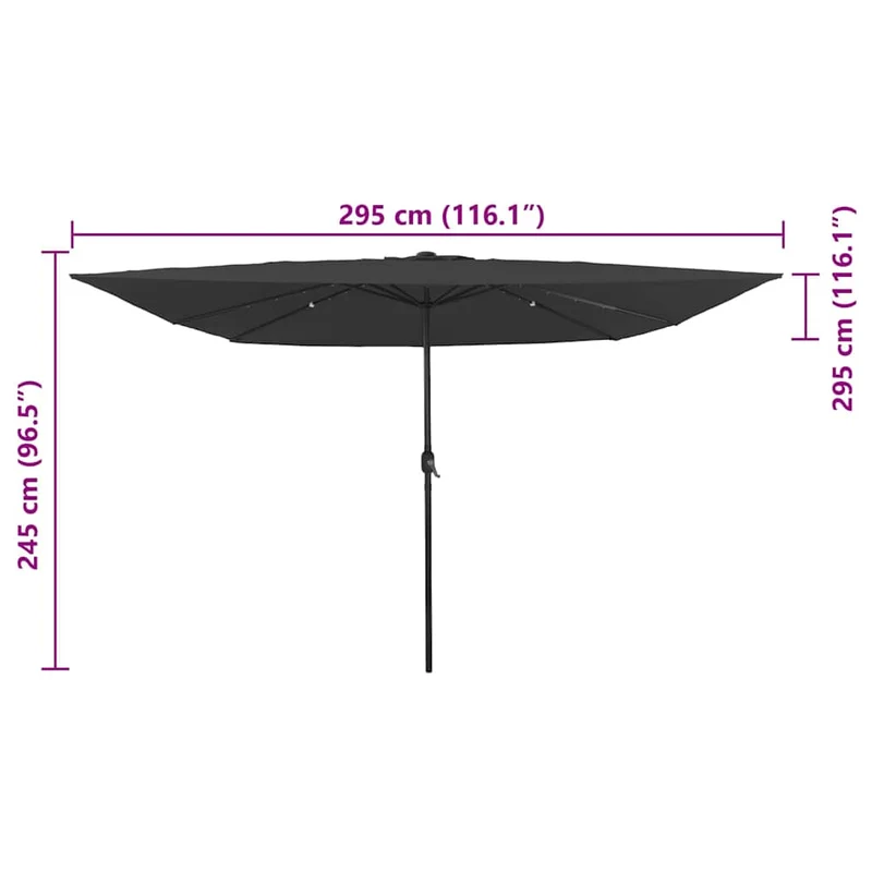 Parasol de jardin moderne pliable 295 x 295 x 245 cm ambiance cosy avec LED en polyester anthracite 02_0058805