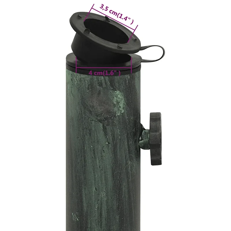 Socle de parasol robuste avec adaptateur extérieur 40 x 40 x 32 cm en fonte verte 02_0046551