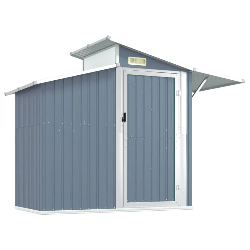 Abri de jardin cabane cabanon maison de stockage remise extérieur hangar outils robuste 270 x 130 x 208,5 cm acier galvanisé gris 02_0022235