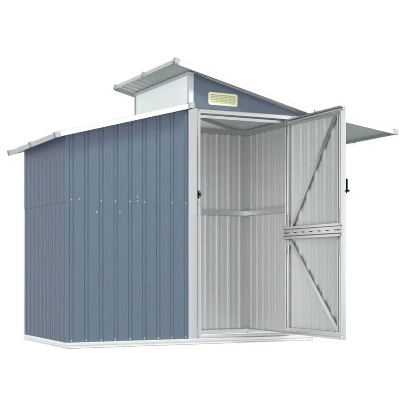 Abri de jardin cabane cabanon maison de stockage remise extérieur hangar outils robuste 270 x 130 x 208,5 cm acier galvanisé gris 02_0022235