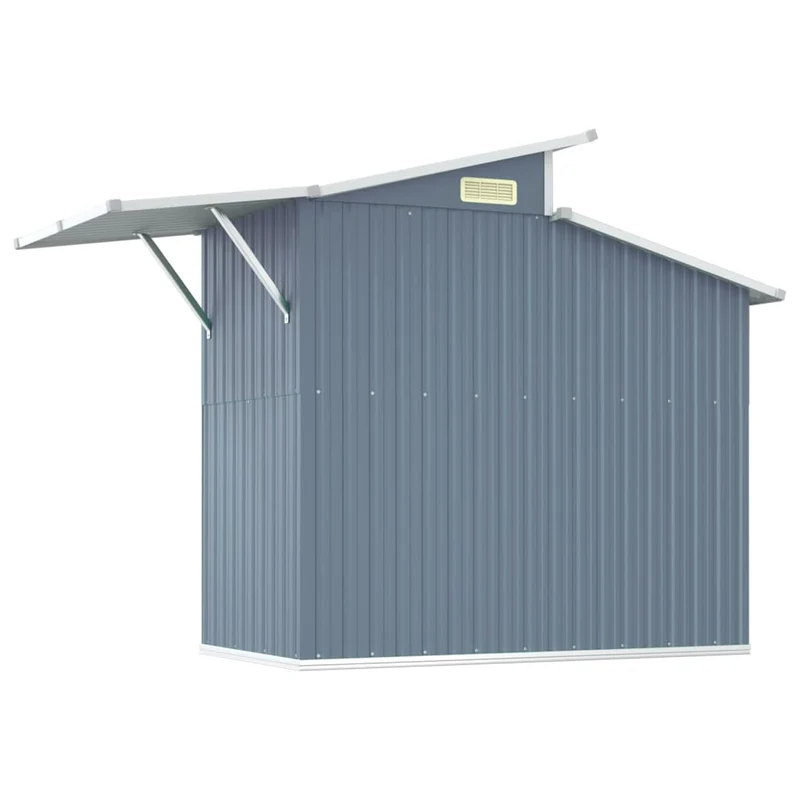 Abri de jardin cabane cabanon maison de stockage remise extérieur hangar outils robuste 270 x 130 x 208,5 cm acier galvanisé gris 02_0022235