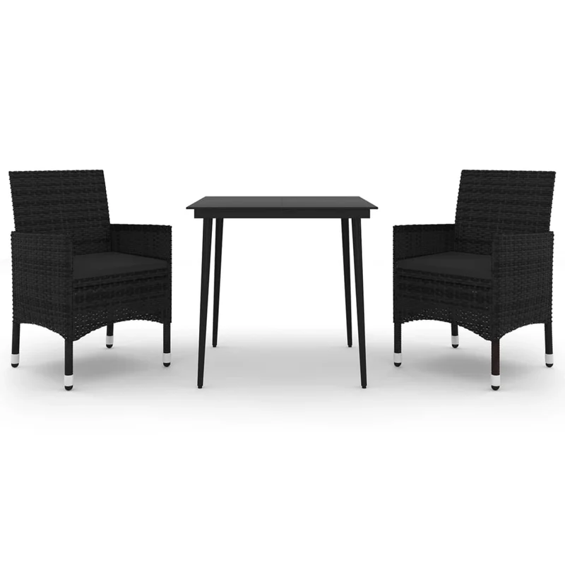 Mobilier à dîner de jardin coussins 3 pièces résine tressée verre 02_0014847