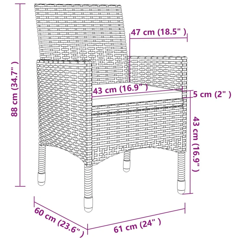 Mobilier à dîner de jardin coussins 7 pièces résine tressée verre 02_0014850
