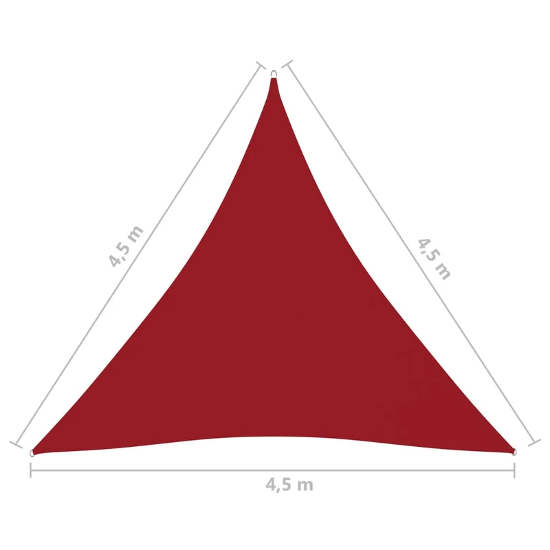 Voile toile d'ombrage parasol tissu oxford triangulaire 4,5 x 4,5 x 4,5 m rouge 02_0009860