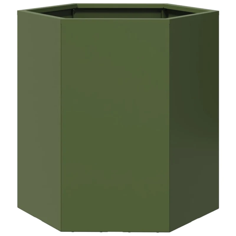 Jardinière bac lit surélevé plantes fleurs jardin terrasses lot de 2 olive hexagone 46 x 40 x 45 cm acier vert 02_0039088