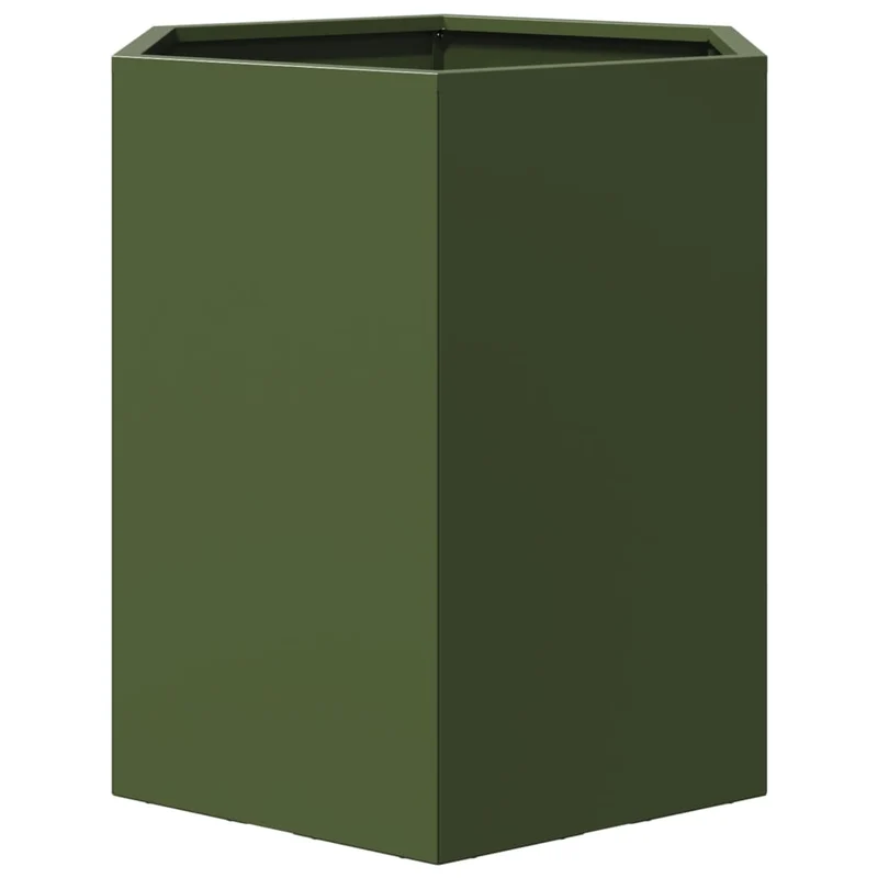 Jardinière bac lit surélevé plantes fleurs jardin terrasses lot de 2 olive hexagone 46 x 40 x 45 cm acier vert 02_0039088