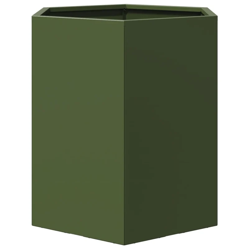 Jardinière bac lit surélevé plantes fleurs jardin terrasses lot de 2 olive hexagone 46 x 40 x 45 cm acier vert 02_0039088