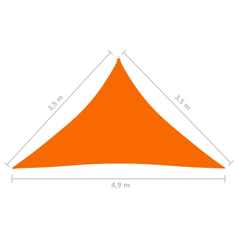 Voile toile d'ombrage parasol tissu oxford triangulaire 3,5 x 3,5 x 4,9 m orange 02_0009810