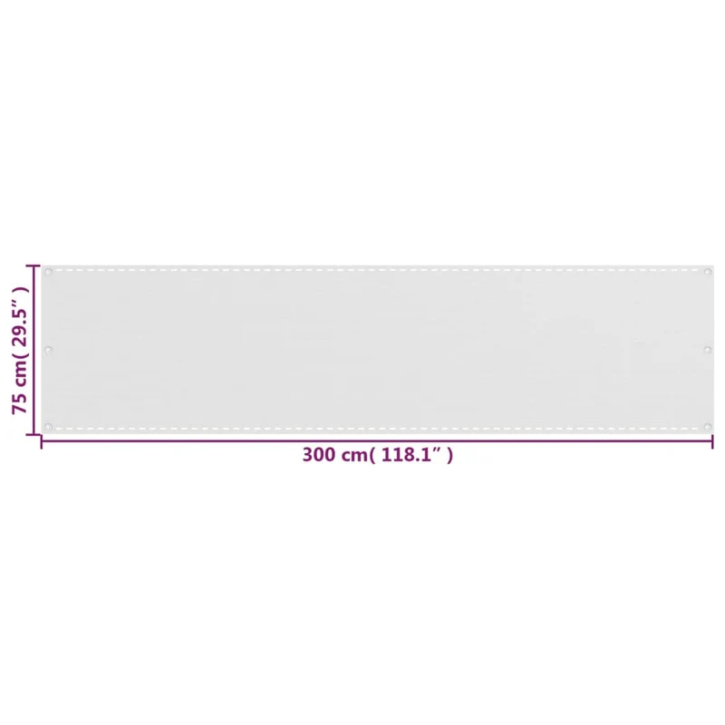 Écran de balcon 75 x 300 cm PEHD blanc 02_0010049