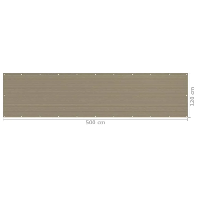 Écran de balcon brise pare vue protection confidentialité 120 x 500 cm PEHD taupe 02_0010375