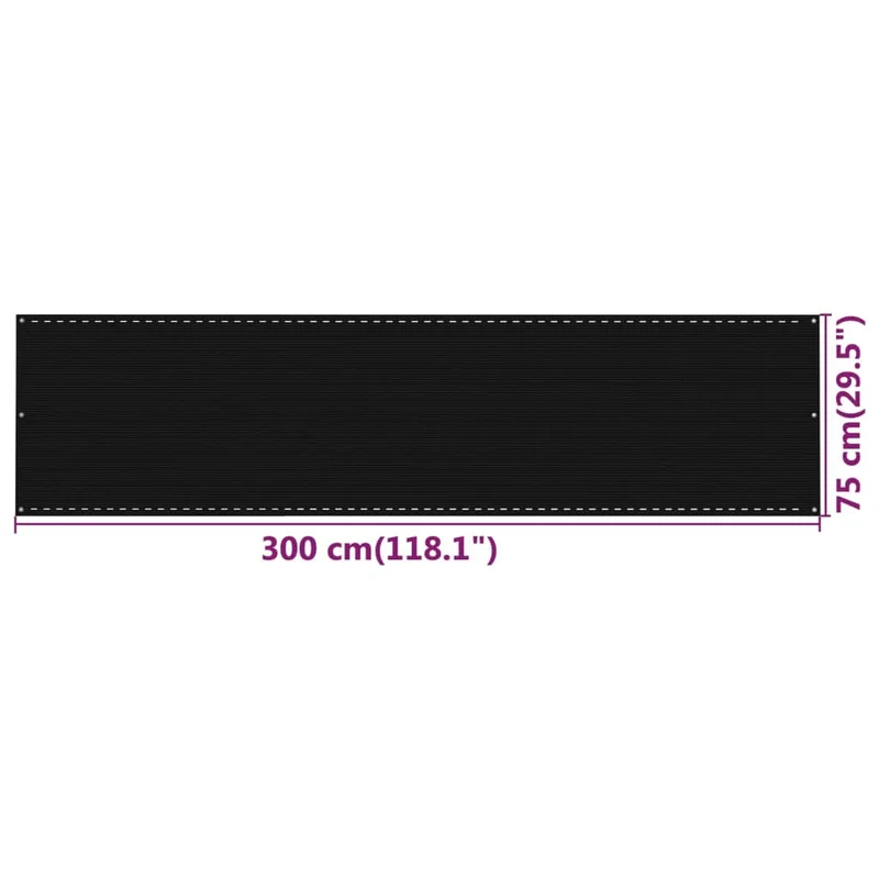 Écran de balcon brise pare vue protection confidentialité 75 x 300 cm PEHD noir 02_0010268
