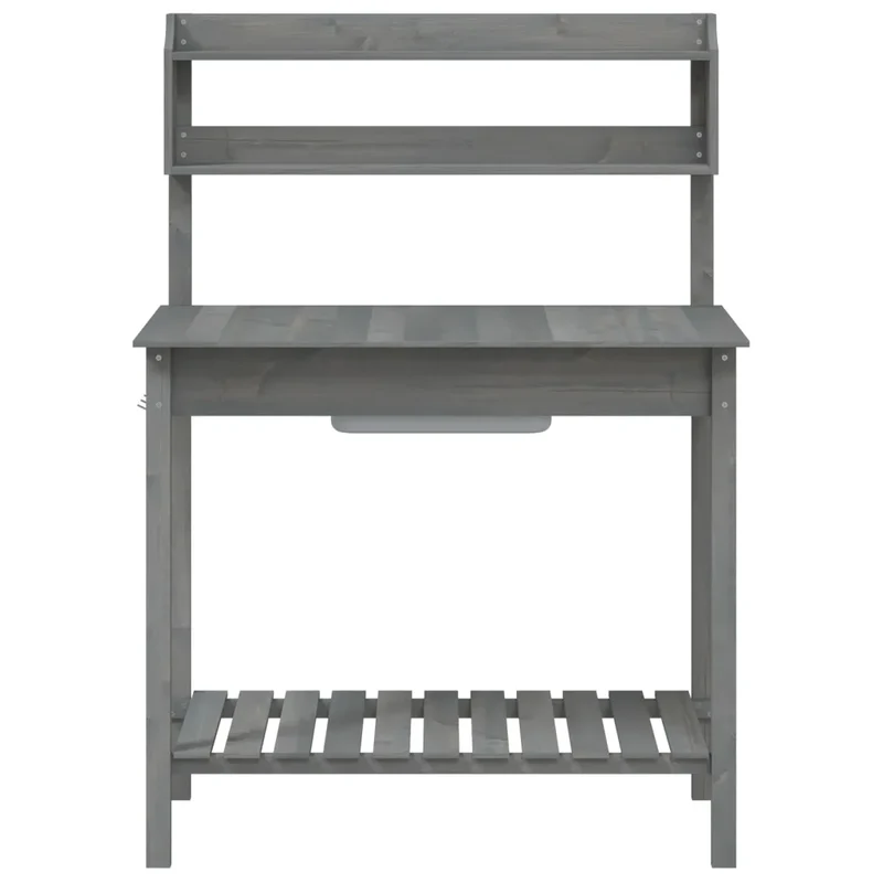 Table de rempotage avec évier en bois massif de sapin pour jardin 147,5 x 44 x 139,5 cm pratique moderne gris 02_0046209
