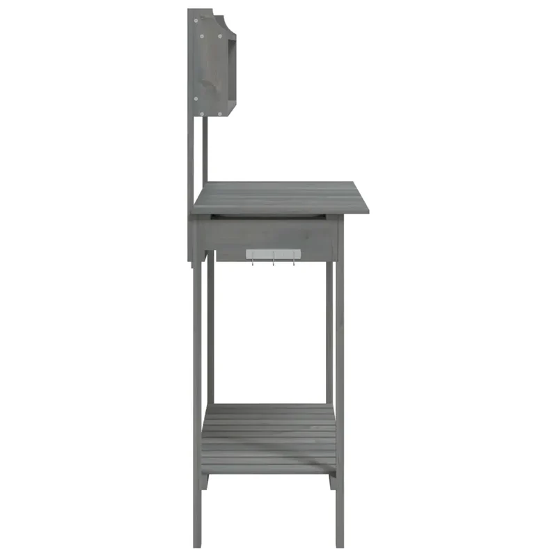 Table de rempotage avec évier en bois massif de sapin pour jardin 147,5 x 44 x 139,5 cm pratique moderne gris 02_0046209