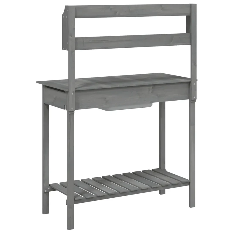 Table de rempotage avec évier en bois massif de sapin pour jardin 147,5 x 44 x 139,5 cm pratique moderne gris 02_0046209